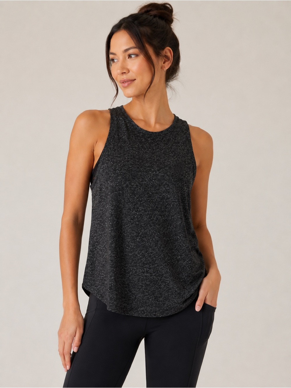Athleta Heathered Charcoal Gray Relaxed Tank Top Size Small